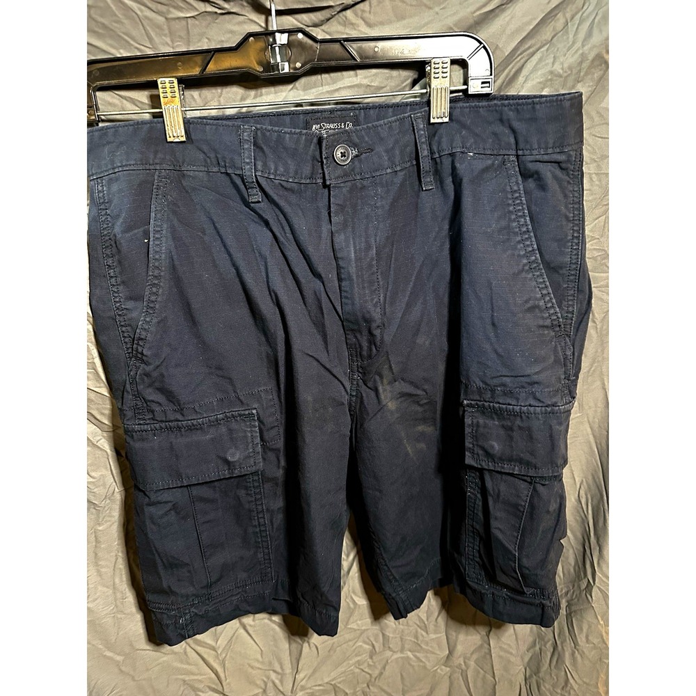Levis Mens Navy Blue Ripstop Cargo Shorts Cotton Casual Outdoor 6-Pocket